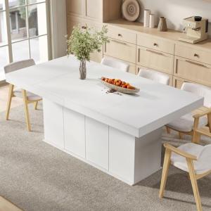 ZORPLIX Dining Table for 6-8 People, 78" Large Dining Room Table with Storage Cabinet, Rectangular Kitchen Table, Dinner Table for Kitchen, Dining Room, Living Room
