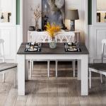 Giantex Wooden Dining Table, Modern Kitchen Table for 4, Rectangular Dinner Table for Kitchen, Dining Room, Living Room, Home Dinette Furniture, 47" L x 28" W x 30" H, (White & Dark Gray)