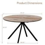 ROCSUMOO 35.5" Round Dining Table Set, Modern Kitchen Dining Table with Metal Cross Legs, Wood Leisure Breakfast Table for Kitchen Dining Room Save Space Stable (Light Brown, 1 Table)