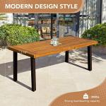 Devoko Home Acacia Wood Dining Table 6-Person Indoor Outdoor Table with Iron Legs, Sandblast Finish, Natural Stained, Rustic Metal, 69 * 33 * 30 inch (Natural)