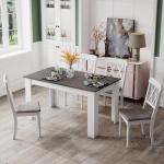 Giantex Wooden Dining Table, Modern Kitchen Table for 4, Rectangular Dinner Table for Kitchen, Dining Room, Living Room, Home Dinette Furniture, 47" L x 28" W x 30" H, (White & Dark Gray)