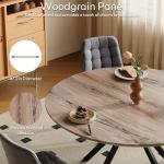 ROCSUMOO 35.5" Round Dining Table Set, Modern Kitchen Dining Table with Metal Cross Legs, Wood Leisure Breakfast Table for Kitchen Dining Room Save Space Stable (Light Brown, 1 Table)