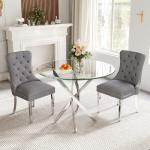 AF ARTISAN FURNITURE 36" Round Glass Dining Table for 4, Stainless Steel Legs & Tempered Glass Top, Modern Circle Leisure Table for Home Office Kitchen Dining Room Small Spaces (Silver Legs)