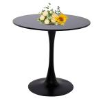 24 Inch Round Dining Table,Mid-Century Tulip Table with Metal Pedestal Base,Modern Leisure Table for Small Space Kitchen Dining Room,Easy Assembly,Black
