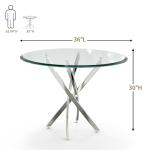 AF ARTISAN FURNITURE 36" Round Glass Dining Table for 4, Stainless Steel Legs & Tempered Glass Top, Modern Circle Leisure Table for Home Office Kitchen Dining Room Small Spaces (Silver Legs)