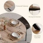 ROCSUMOO 35.5" Round Dining Table Set, Modern Kitchen Dining Table with Metal Cross Legs, Wood Leisure Breakfast Table for Kitchen Dining Room Save Space Stable (Light Brown, 1 Table)