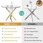 AF ARTISAN FURNITURE 36" Round Glass Dining Table for 4, Stainless Steel Legs & Tempered Glass Top, Modern Circle Leisure Table for Home Office Kitchen Dining Room Small Spaces (Silver Legs)