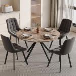 ROCSUMOO 35.5" Round Dining Table Set, Modern Kitchen Dining Table with Metal Cross Legs, Wood Leisure Breakfast Table for Kitchen Dining Room Save Space Stable (Light Brown, 1 Table)