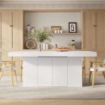 ZORPLIX Dining Table for 6-8 People, 78" Large Dining Room Table with Storage Cabinet, Rectangular Kitchen Table, Dinner Table for Kitchen, Dining Room, Living Room