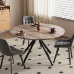 ROCSUMOO 35.5" Round Dining Table Set, Modern Kitchen Dining Table with Metal Cross Legs, Wood Leisure Breakfast Table for Kitchen Dining Room Save Space Stable (Light Brown, 1 Table)