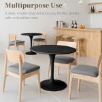 24 Inch Round Dining Table,Mid-Century Tulip Table with Metal Pedestal Base,Modern Leisure Table for Small Space Kitchen Dining Room,Easy Assembly,Black