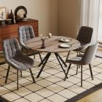ROCSUMOO 35.5" Round Dining Table Set, Modern Kitchen Dining Table with Metal Cross Legs, Wood Leisure Breakfast Table for Kitchen Dining Room Save Space Stable (Light Brown, 1 Table)