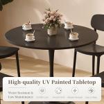 24 Inch Round Dining Table,Mid-Century Tulip Table with Metal Pedestal Base,Modern Leisure Table for Small Space Kitchen Dining Room,Easy Assembly,Black