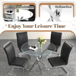 AF ARTISAN FURNITURE 36" Round Glass Dining Table for 4, Stainless Steel Legs & Tempered Glass Top, Modern Circle Leisure Table for Home Office Kitchen Dining Room Small Spaces (Silver Legs)