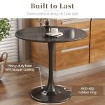 24 Inch Round Dining Table,Mid-Century Tulip Table with Metal Pedestal Base,Modern Leisure Table for Small Space Kitchen Dining Room,Easy Assembly,Black