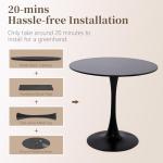 24 Inch Round Dining Table,Mid-Century Tulip Table with Metal Pedestal Base,Modern Leisure Table for Small Space Kitchen Dining Room,Easy Assembly,Black