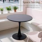 24 Inch Round Dining Table,Mid-Century Tulip Table with Metal Pedestal Base,Modern Leisure Table for Small Space Kitchen Dining Room,Easy Assembly,Black