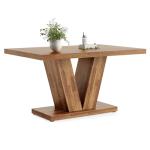 LITTLE TREE 47 Inches Dining Table for 4, Modern Dining Room Tables, Brown Rectangle Kitchen Table with V-Shaped Pedestal, Wooden Dinner Table for Dining Room, Living Room