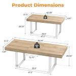 Zevemomo 63"-78.7" Expandable Dining Table, 6-10 Farmhouse Kitchen Table, Extendable Dining Table, Rectangular Kitchen Table with Metal Track, Tapered U-Shaped Legs for Dining Room, Office-Oak