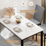 YOFE Dining Table Set for 4,Faux Marble Kitchen Table,Kitchen Table Chairs Set with Velvet Chairs,Bench with Storage Net for Dining Room,Small Apartment (Gray 1+3)