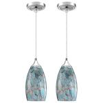 2 Pack 1 Light Indoor Mini Hanging Kitchen Island Pendant Lamps Polished Nickel Finish 4.75" Hand Blow Marble Glass Chandelier Shade Bar Dining Room Kitchen Island