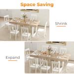 Zevemomo 63"-78.7" Expandable Dining Table, 6-10 Farmhouse Kitchen Table, Extendable Dining Table, Rectangular Kitchen Table with Metal Track, Tapered U-Shaped Legs for Dining Room, Office-Oak