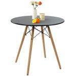 FurnitureR Round Dining Table 31.5 Inch for 2-4 Person, Stylish Circle Table with Wooden Legs for Home Kitchen, Cafés, Leisure Rooms, Small Places, Black