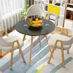 FurnitureR Round Dining Table 31.5 Inch for 2-4 Person, Stylish Circle Table with Wooden Legs for Home Kitchen, Cafés, Leisure Rooms, Small Places, Black