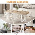 Zevemomo 63"-78.7" Expandable Dining Table, 6-10 Farmhouse Kitchen Table, Extendable Dining Table, Rectangular Kitchen Table with Metal Track, Tapered U-Shaped Legs for Dining Room, Office-Oak