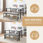 YOFE Dining Table Set for 4,Faux Marble Kitchen Table,Kitchen Table Chairs Set with Velvet Chairs,Bench with Storage Net for Dining Room,Small Apartment (Gray 1+3)