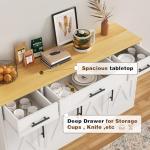 Vongrasig Buffet Cabinet with Drawers, 53” Large Sideboard Buffet Kitchen Storage Cabinet, Modern Farmhouse Coffee Bar with Shelves and Doors, Wood Buffet Table for Kitchen, Dining Room, White