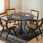 FurnitureR Round Leisure Tulip Dining Table 31.5" Stylish with Pedestal Base for Home Office Living Room Kitchen Restaurant Cafe, Black