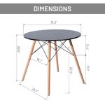 FurnitureR Round Dining Table 31.5 Inch for 2-4 Person, Stylish Circle Table with Wooden Legs for Home Kitchen, Cafés, Leisure Rooms, Small Places, Black
