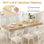 Zevemomo 63"-78.7" Expandable Dining Table, 6-10 Farmhouse Kitchen Table, Extendable Dining Table, Rectangular Kitchen Table with Metal Track, Tapered U-Shaped Legs for Dining Room, Office-Oak