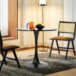 FurnitureR Round Leisure Tulip Dining Table 31.5" Stylish with Pedestal Base for Home Office Living Room Kitchen Restaurant Cafe, Black