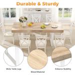 Zevemomo 63"-78.7" Expandable Dining Table, 6-10 Farmhouse Kitchen Table, Extendable Dining Table, Rectangular Kitchen Table with Metal Track, Tapered U-Shaped Legs for Dining Room, Office-Oak