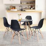 FurnitureR Round Dining Table 31.5 Inch for 2-4 Person, Stylish Circle Table with Wooden Legs for Home Kitchen, Cafés, Leisure Rooms, Small Places, Black