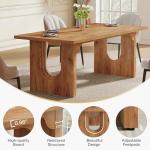 Tribesigns Modern Dining Table for 6 to 8 People, 71" Large Kitchen Dining Table with Wood Pedestal Base, Rectangular Long Dinner Table for Kitchen, Dining Room, Living Room, Rustic Brown