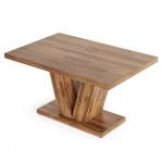 LITTLE TREE 47 Inches Dining Table for 4, Modern Dining Room Tables, Brown Rectangle Kitchen Table with V-Shaped Pedestal, Wooden Dinner Table for Dining Room, Living Room