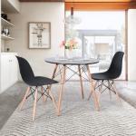 FurnitureR Round Dining Table 31.5 Inch for 2-4 Person, Stylish Circle Table with Wooden Legs for Home Kitchen, Cafés, Leisure Rooms, Small Places, Black
