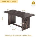 YITAHOME 70.8" Large Farmhouse Dining Table for 6 to 8 People, Rustic Style Wood Dinner Table, Rectangular Dining Table for Kitchen, Dining Room & Living Room