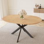 HIPIHOM 43.2"-59.1" Extendable Round Dining Table, Mid Century Modern Wooden Round Table, Leisure Oak Coffee Table,Saving Space