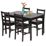 MGHH 5 Pieces Kitchen Dining Room Set Dining Kitchen Table and Chairs Mid Century Style Wood Dinette Table Set for Home Family Dining Area Dark Brown