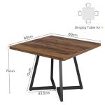 Tribesigns Square Dining Table for 2, 31.5" Industrial Dinner Table with Metal Base, Kitchen Table for Dining Room, Small Space, Apartment, Rustic Brown & Black