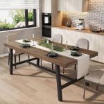 GarveeHome Industrial Dining Table for 6-8 People, 70.87" Long Wooden Kitchen Table with Sturdy Metal Frame & Rustic Brown Finish (Brown, 70.87" Long)