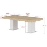 Homsee Large 78.7" L Dining Table for 8-10 People, Modern Wood Rectangular Kitchen Table Dinner Table with Pedestal Legs for Dining Room, White and Light Brown
