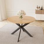 HIPIHOM 43.2"-59.1" Extendable Round Dining Table, Mid Century Modern Wooden Round Table, Leisure Oak Coffee Table,Saving Space