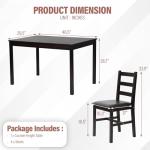 MGHH 5 Pieces Kitchen Dining Room Set Dining Kitchen Table and Chairs Mid Century Style Wood Dinette Table Set for Home Family Dining Area Dark Brown
