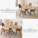HIPIHOM 43.2"-59.1" Extendable Round Dining Table, Mid Century Modern Wooden Round Table, Leisure Oak Coffee Table,Saving Space