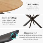 HIPIHOM 43.2"-59.1" Extendable Round Dining Table, Mid Century Modern Wooden Round Table, Leisure Oak Coffee Table,Saving Space
